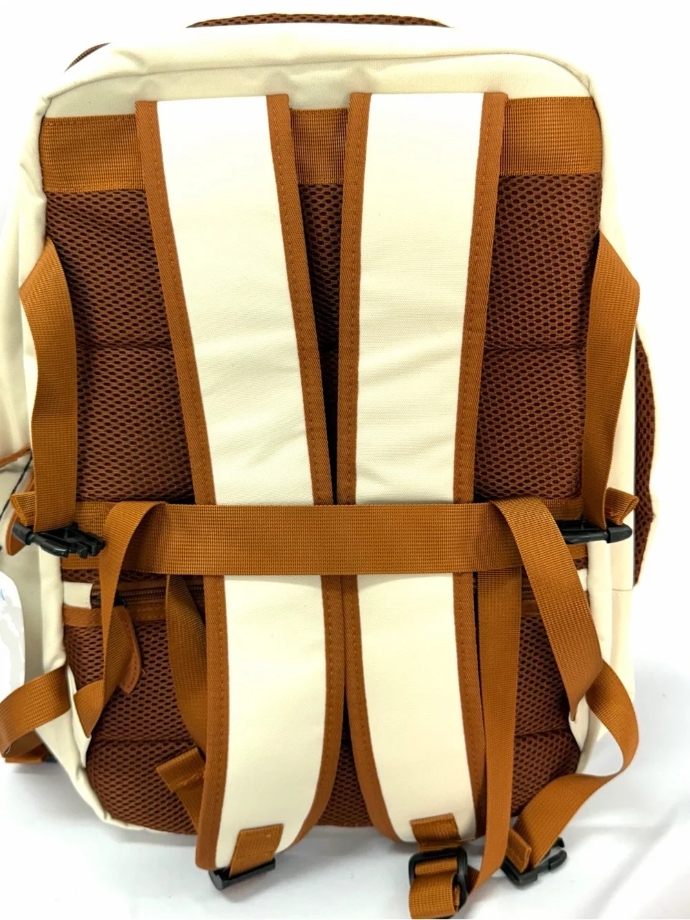 NWT Cream and Tan Travel Backpack with Toiletry Bag